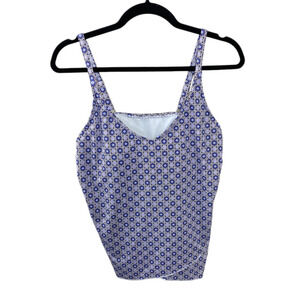 Lands' End NEW Chlorine Resistant Tulip Hem Tankini Swimsuit Top M 10-12 Purple